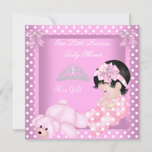 Little Princess Baby Shower Girl Pink Polka Dot 2 Invitation