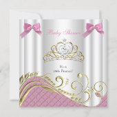 Little Princess Baby Shower Girl Pink White Gold 3 Invitation (Front)