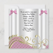 Little Princess Baby Shower Girl Pink White Gold 3 Invitation (Back)