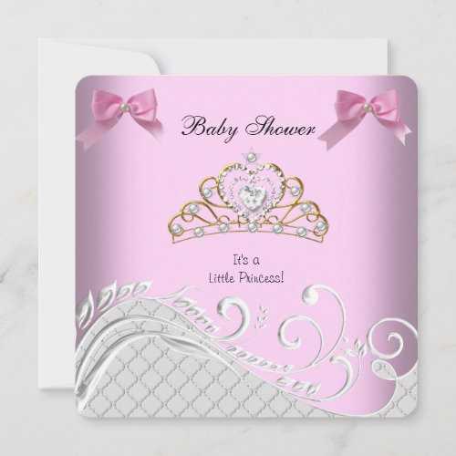 Little Princess Baby Shower Girl Pink White Invitation