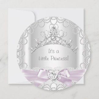 Little Princess Baby Shower Girl Pink White Pearl Invitation