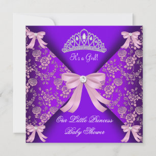 Little Princess Baby Shower Girl Purple Pink 2 Invitation