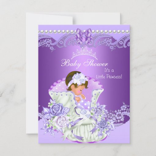 Little Princess Baby Shower Girl Purple Tiara Vint Invitation | Zazzle