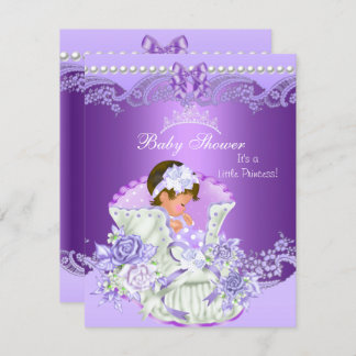 Little Princess Baby Shower Girl Purple Tiara Vint Invitation
