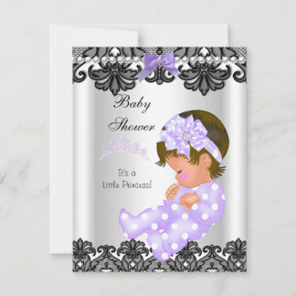 Little Princess Baby Shower Girl Purple White 2 Invitation