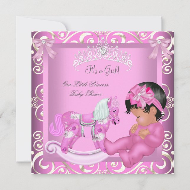 Little Princess Baby Shower Girl Rocking Horse 2 Invitation (Front)