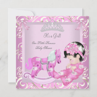 Little Princess Baby Shower Girl Rocking Horse 5 Invitation