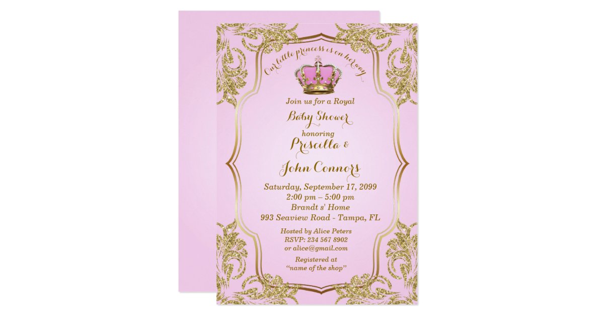 Little Princess Baby Shower Invitation, gold, pink Invitation | Zazzle.com