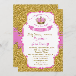 Little Princess Baby Shower Invitation,gold,pink Invitation