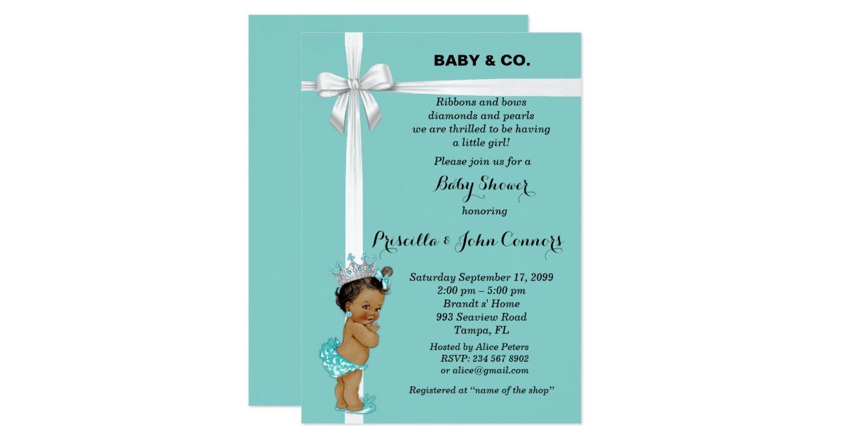 Little Princess Baby Shower Invitation,mint Invitation