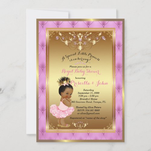 Little Princess Baby Shower Invitation Pink gold Invitation