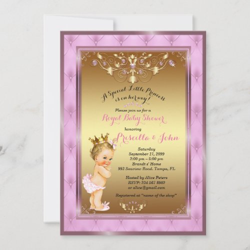 Little Princess Baby Shower Invitation Pink gold Invitation