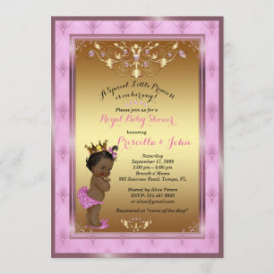 Little Princess Baby Shower Invitation, Pink, gold Invitation