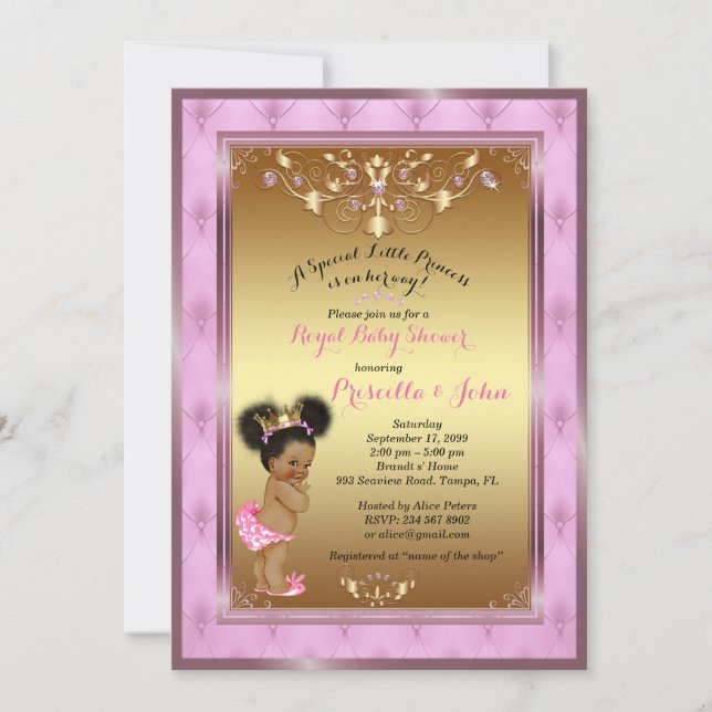 Little Princess Baby Shower Invitation, Pink, gold Invitation (Front)
