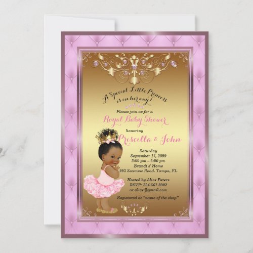 Little Princess Baby Shower Invitation Pink gold Invitation