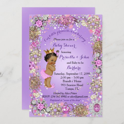 Little Princess Baby Shower Invitationpurple gold Invitation