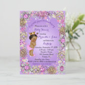 Little Princess Baby Shower Invitation,purple gold Invitation (Standing Front)
