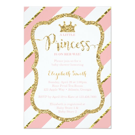 Little Princess Baby Shower Invite, Faux Glitter Card  Zazzle.com