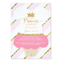 Little Princess Baby Shower Invite, Faux Glitter Card