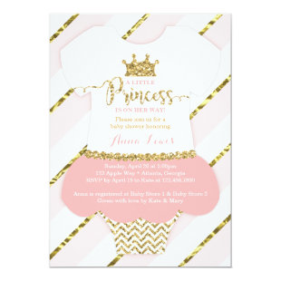 Little Princess Baby Shower Invite, Faux Glitter Card