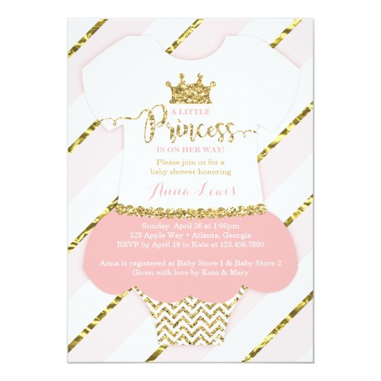 Little Princess Baby Shower Invite, Faux Glitter Card  Zazzle.com