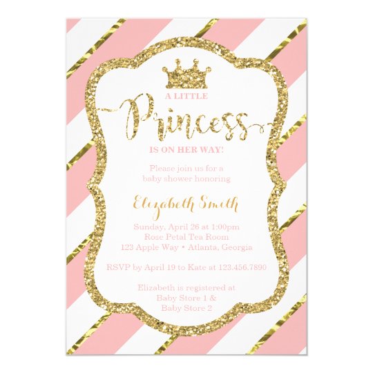 Little Princess Baby Shower Invite Faux Glitter Invitation Zazzle Com