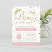 Little Princess Baby Shower Invite, Faux Glitter Invitation (Standing Front)