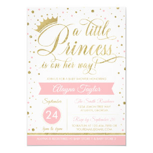 Pink Green Gold Princess Royal Invitations Baby Shower