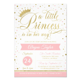 Little Princess Baby Shower Invite, Faux Glitter Invitation
