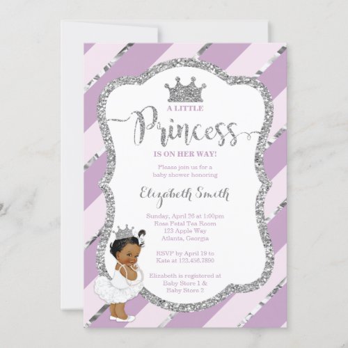 Little Princess Baby Shower Invite Faux Glitter Invitation