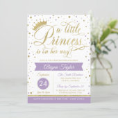 Little Princess Baby Shower Invite, Faux Glitter Invitation (Standing Front)