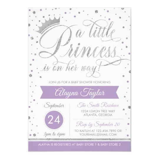 Little Princess Baby Shower Invite, Faux Glitter Invitation