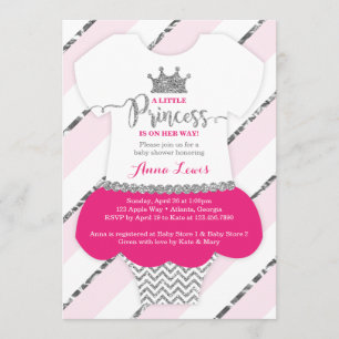 Little Princess Baby Shower Invite, Faux Glitter Invitation