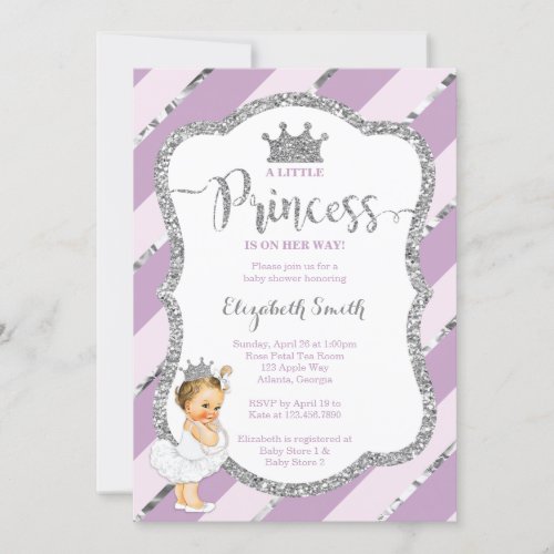 Little Princess Baby Shower Invite Faux Glitter Invitation