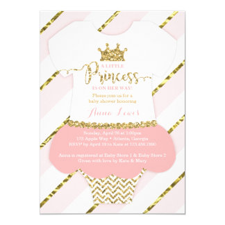 Little Princess Baby Shower Invite, Faux Glitter Invitation
