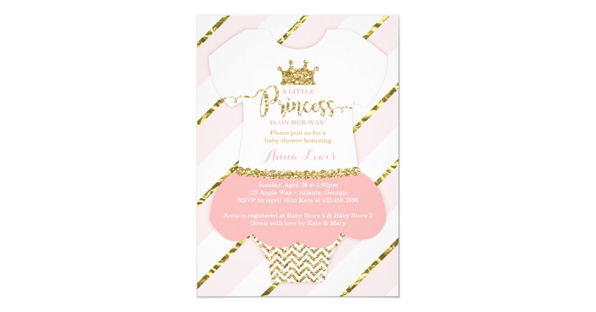 Little Princess Baby Shower Invite, Faux Glitter Invitation