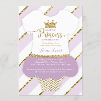 Little Princess Baby Shower Invite  Faux Glitter Invitation by DeReimerDeSign at Zazzle