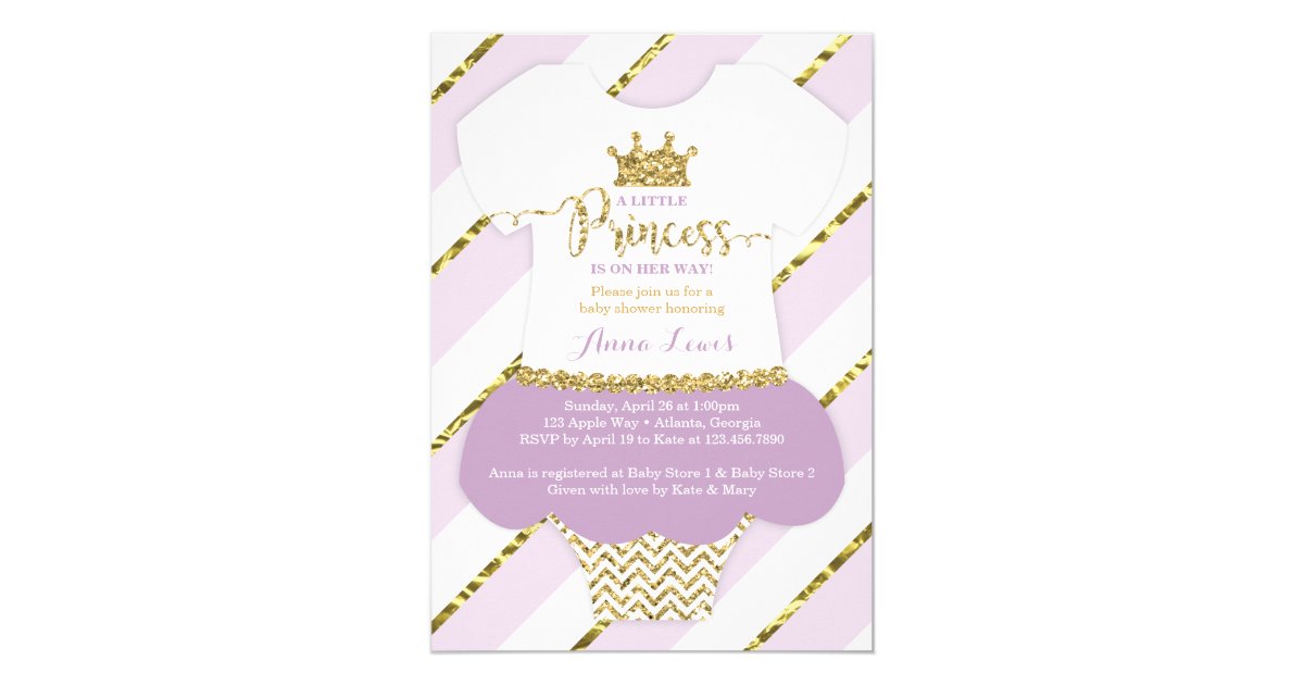 Little Princess Baby Shower Invite Faux Glitter Invitation Zazzle Com