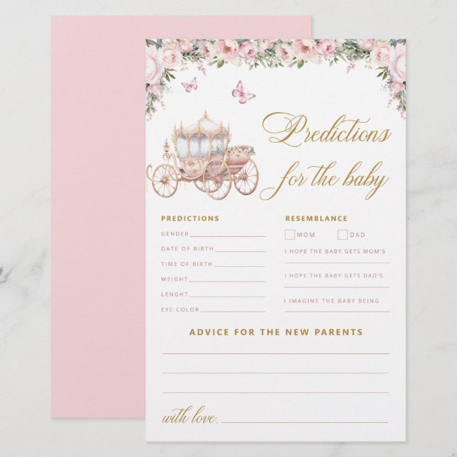 Little Princess Baby Shower Predictions and Advice (Front/Back)