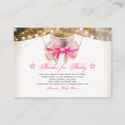 Little Princess  Baby Shower Rustic Bring A Book Enclosure Card