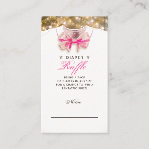 Little Princess  Baby Shower Rustic Diaper Raffle Enclosure Card