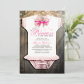 Little Princess Baby Shower | Rustic | Rose Gold Invitation (Standing Front)