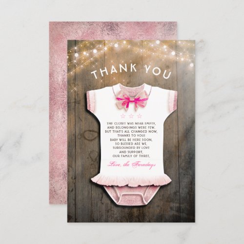 Little Princess Baby Shower  Rustic Thank You Invitation