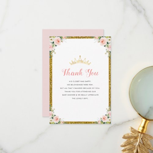 little princess baby shower thank you card