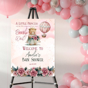 Little Princess Bear Bearly Wait Girl Baby Shower Foam Board