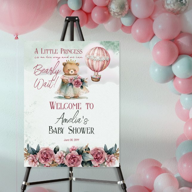 Little Princess Bear Bearly Wait Girl Baby Shower Foam Board (Creator Uploaded)