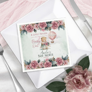 Little Princess Bear Bearly Wait Girl Baby Shower Napkins