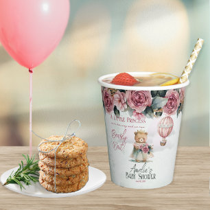 Little Princess Bear Bearly Wait Girl Baby Shower Paper Cups