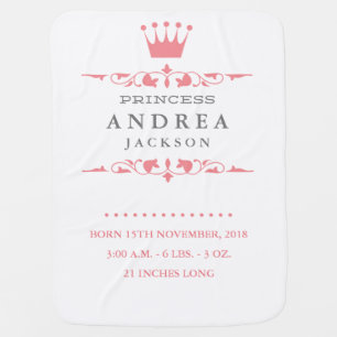 Little Princess Birth Announcement Baby Blanket