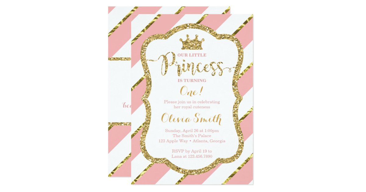 Little Princess Birthday Invitation in Pink & Gold | Zazzle